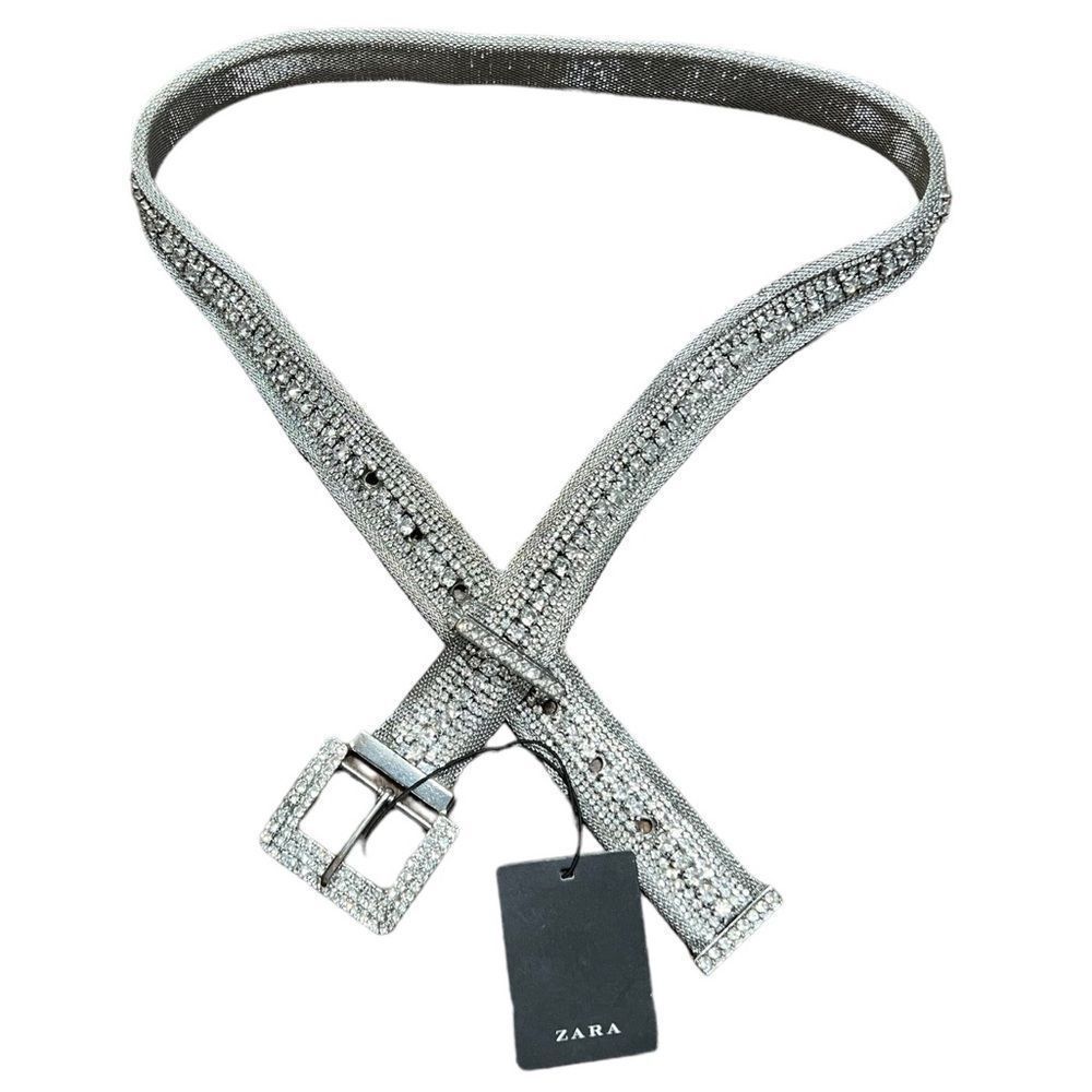 Zara Silver Rhinestone Studded Mesh Bling Belt NWT Fairy Bling